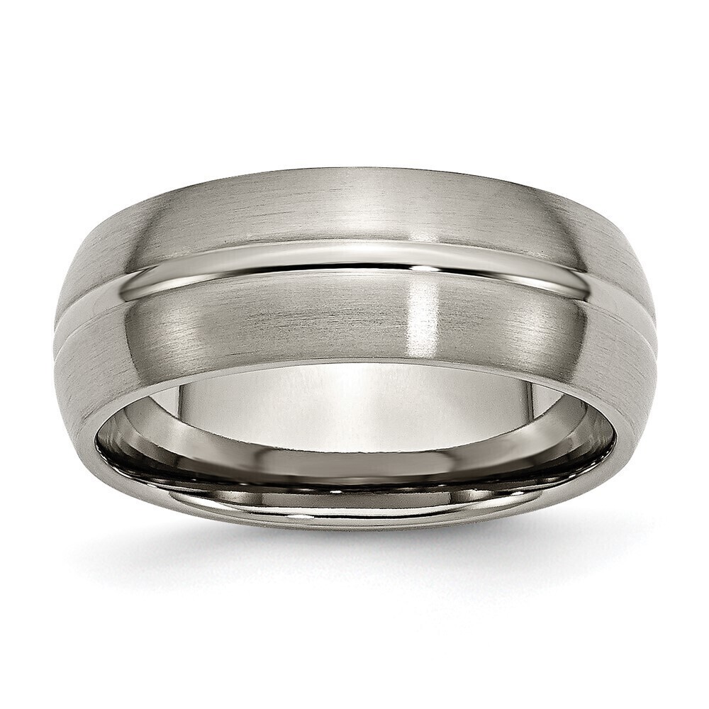 Kazi Luxury Titanium Brushed Center 8mm Grooved Band